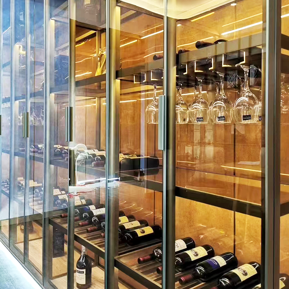 Aluminum Frame Tempered Glass Wine Cabinet