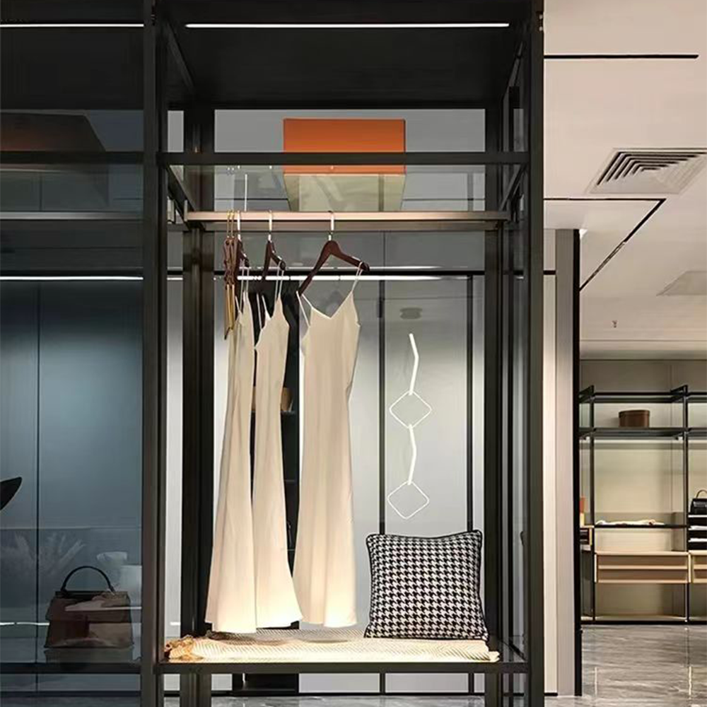 Aluminum Frame Blue Glass Wardrobe