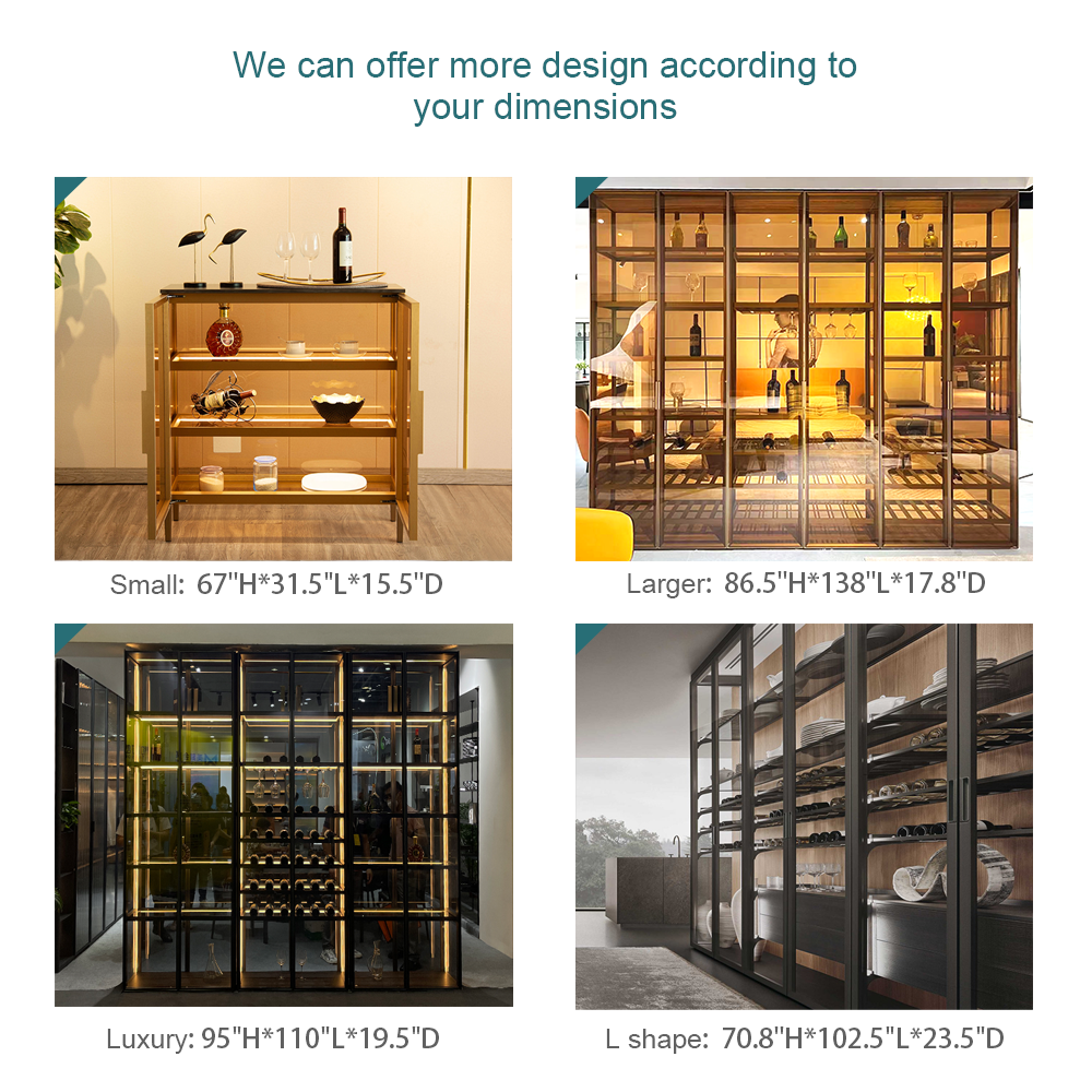 Aluminum Frame Tempered Glass Wine Cabinet